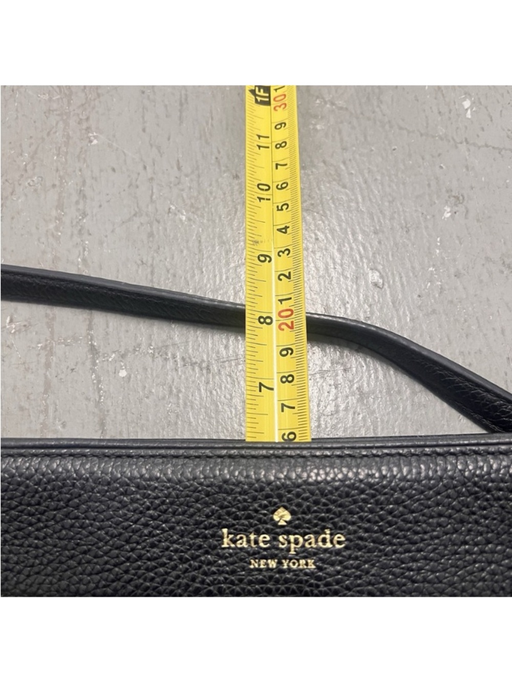 kate spade Black Pebbled Leather Shoulder Bag with Gold Logo